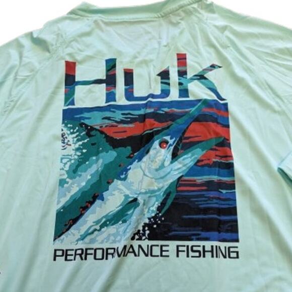 HUK Men Standard VC Pursuit Long Sleeve Shirt-Marlin Bright-Seafoam-2XL-NWT-C295 - Picture 7 of 8